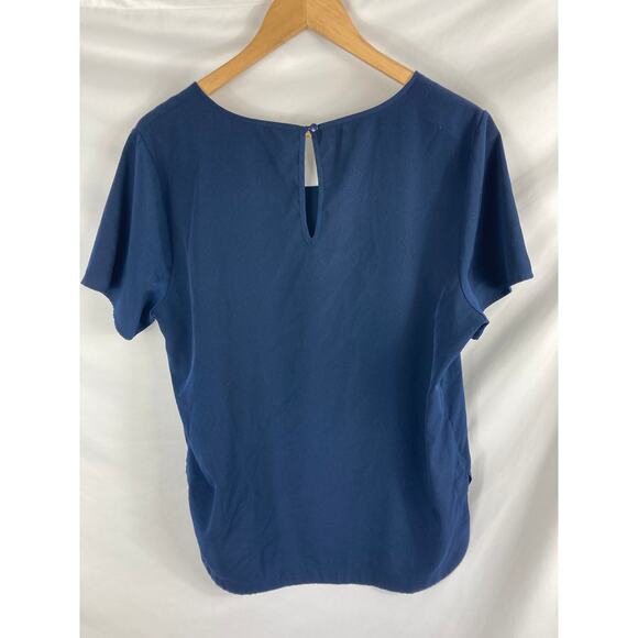 Pleione Dark Blue Short Sleeve Blouse Size Large - Picture 3 of 3